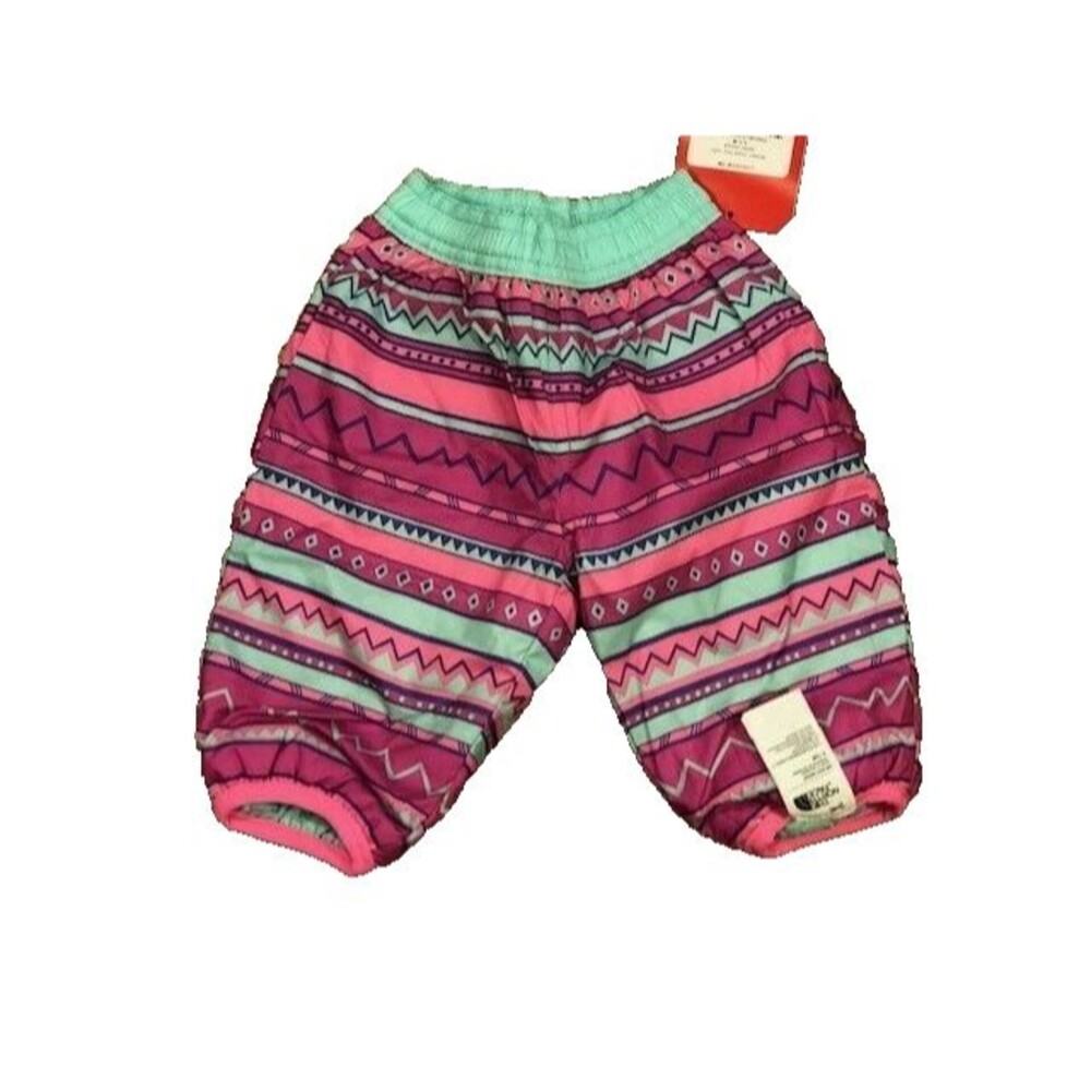 North Face Infant Rev Perrito Warm Puffer Snow Pants sz 0-3 MOS Pink / Aqua